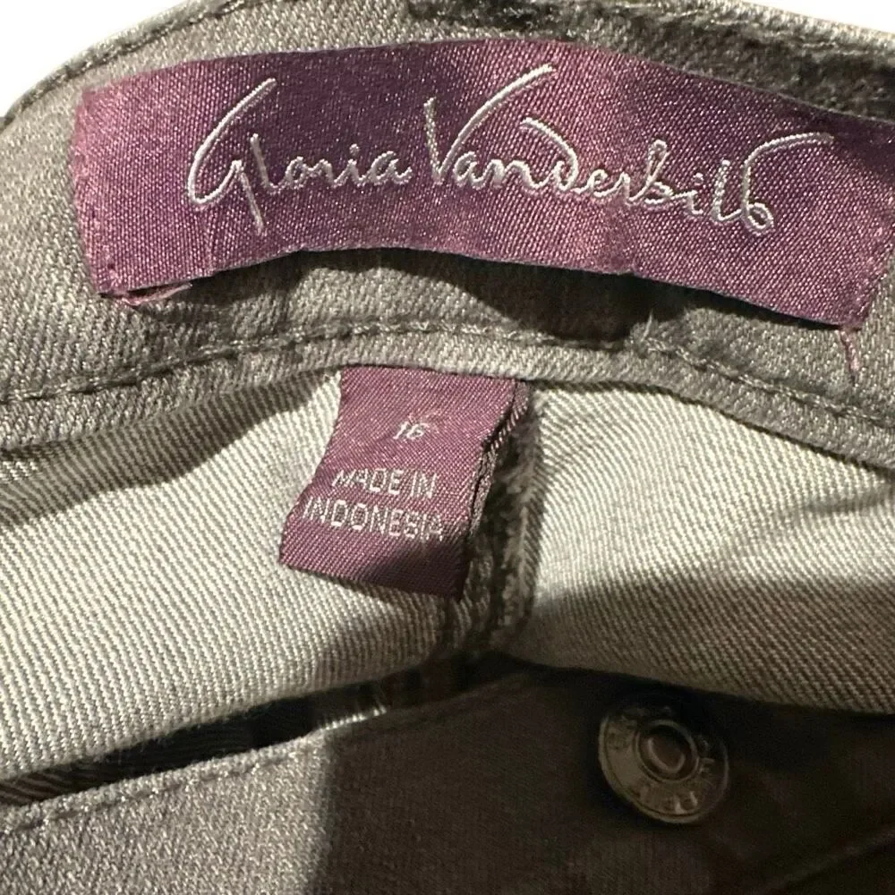 Gloria Vanderbilt Amanda gray denim jeans ladies, size 16